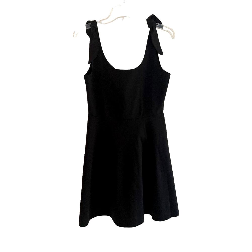 Rolla Coster Womens Black Tie Shoulder Skater Mini‎ Dress Size L Scoop Neck LBD